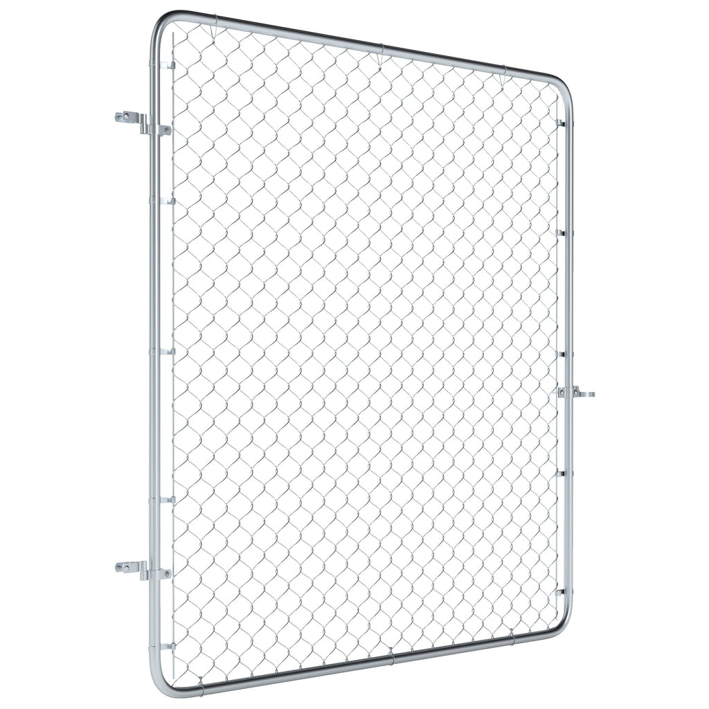 Garden Gate Chain Link Fence Gate, Galvanized Steel Garden Door for Yard Entrance Way, 70.9 x 70.9 in., Silver