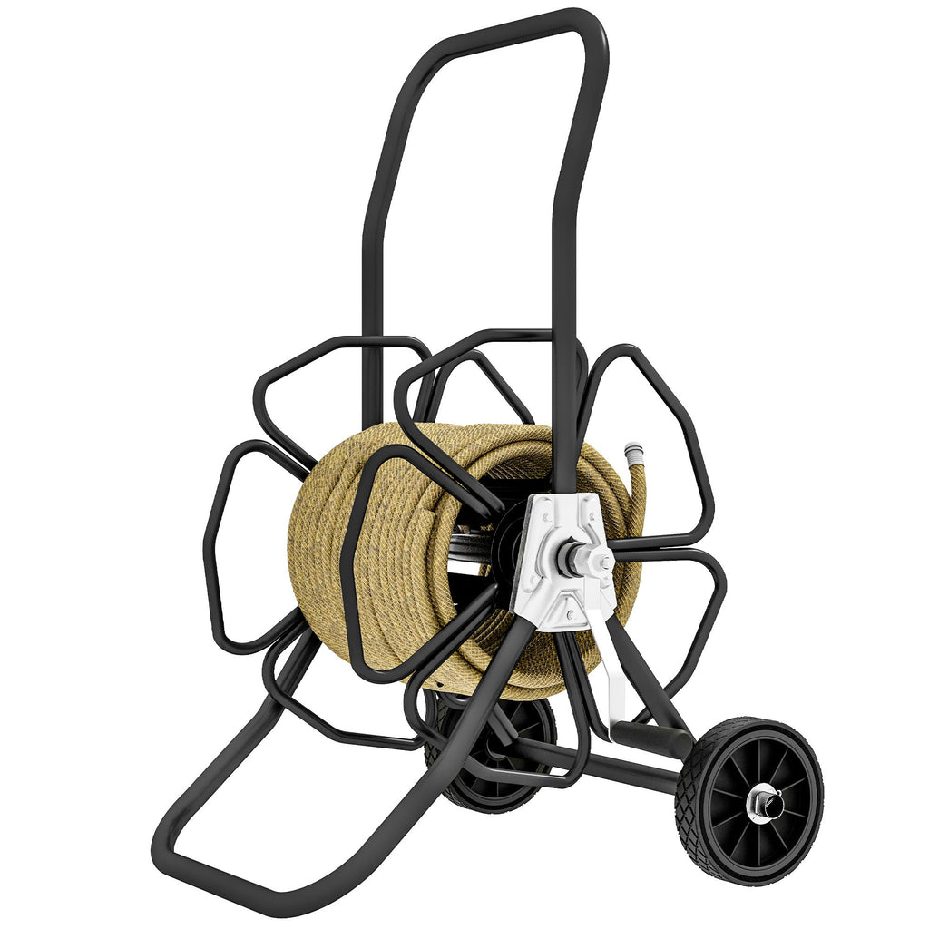 Garden Hose Reel Cart, Portable Water Hose Cart Hold Up to 98' of 5/8" Hose (Hose Not Included), Black