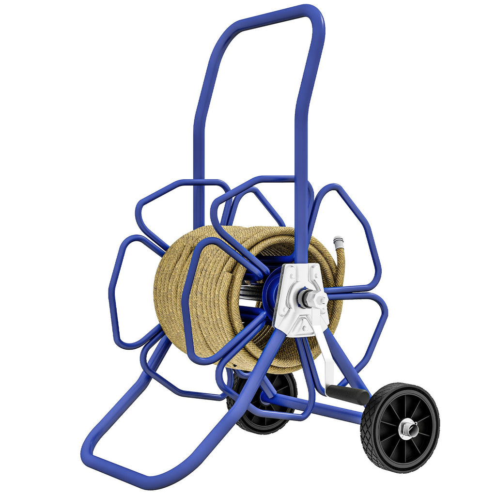 Garden Hose Reel Cart, Portable Water Hose Cart Hold Up to 98' of 5/8" Hose (Hose Not Included), Blue
