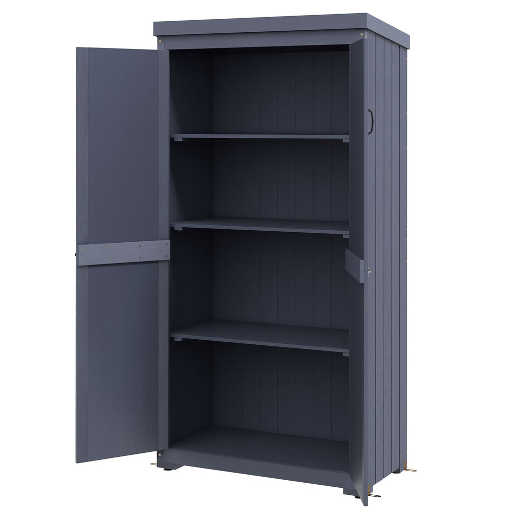 Garden Shed Gray Outdoor Storage Cabinet with Waterproof Galvanized Roof Lockable Door for Secure Storage