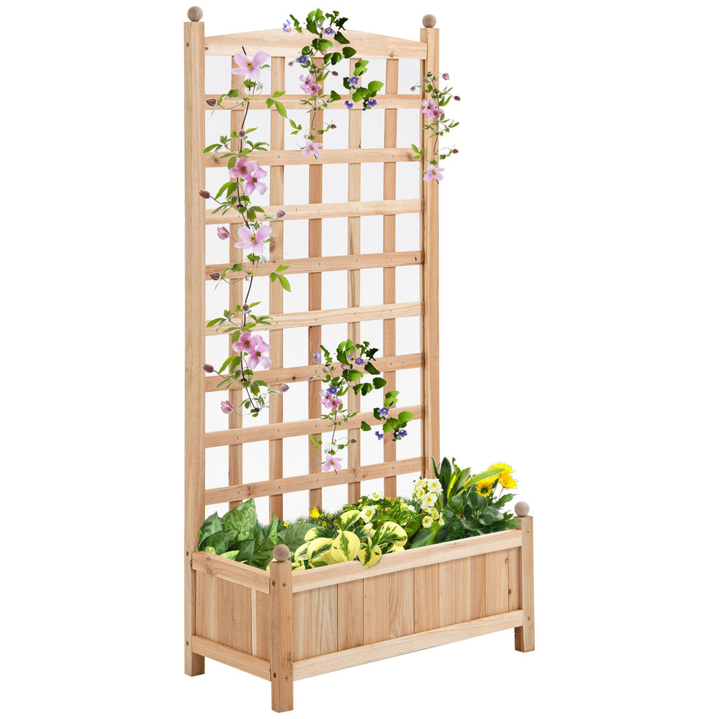 Garden Trellis Raised Bed 23.5x11.5x49.25 for Outdoor Indoor Plants Natural