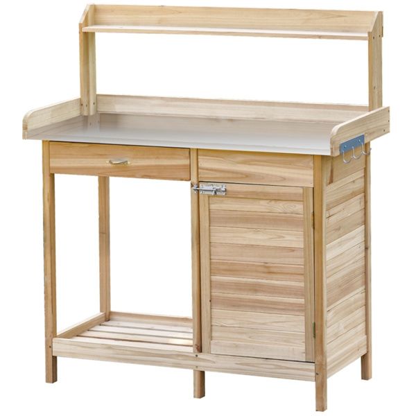 Garden Work Bench, Open Shelf Storage