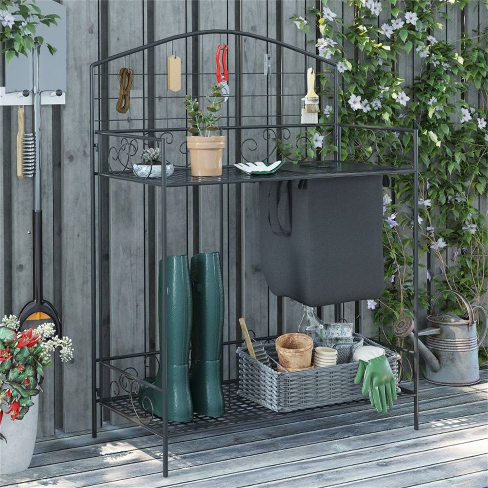 Garden Work BenchOpen Shelf Storage