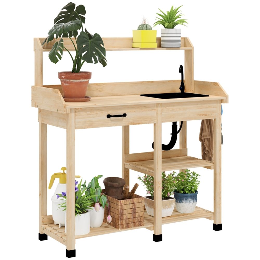 Garden Work BenchOpen Shelf Storage