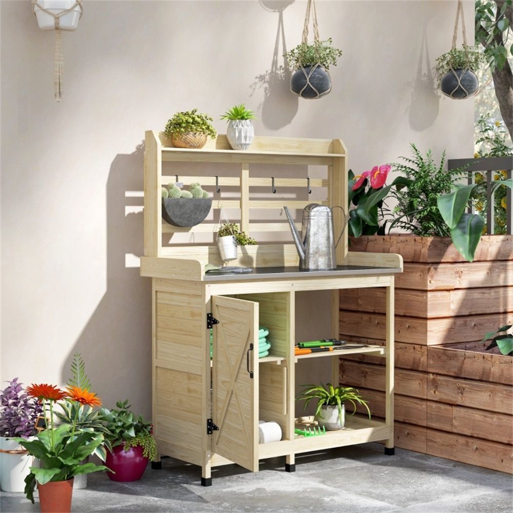 Garden Work BenchOpen Shelf Storage