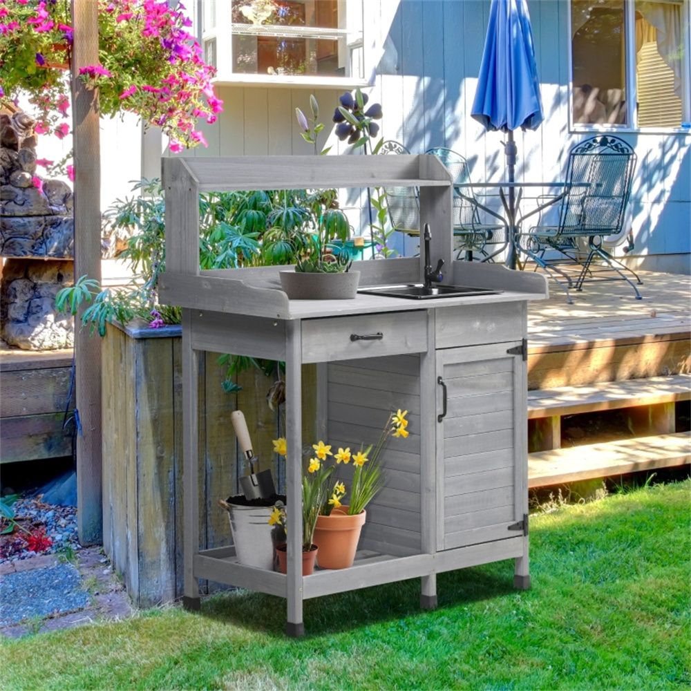Garden Work BenchOpen Shelf Storage