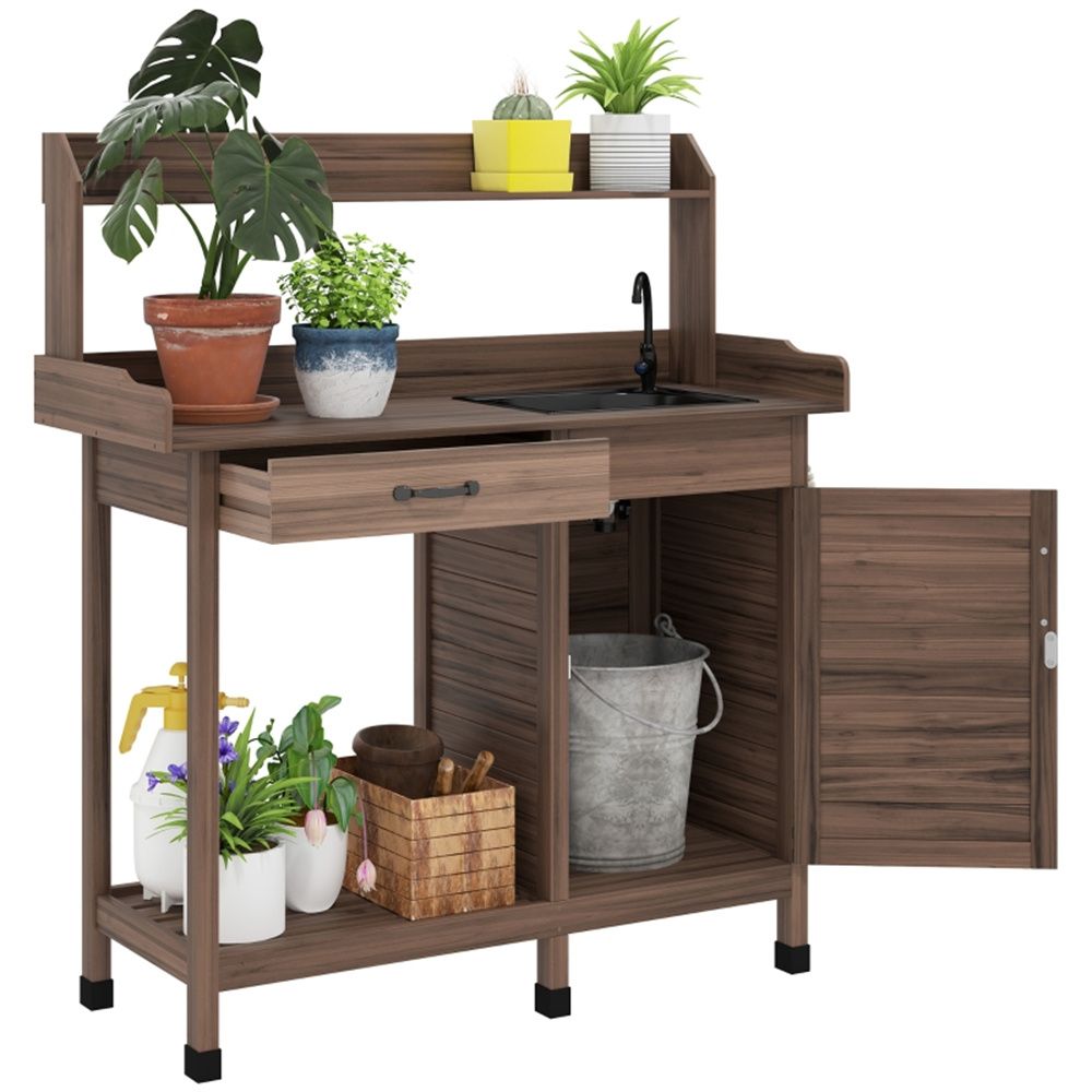 Garden Work BenchOpen Shelf Storage