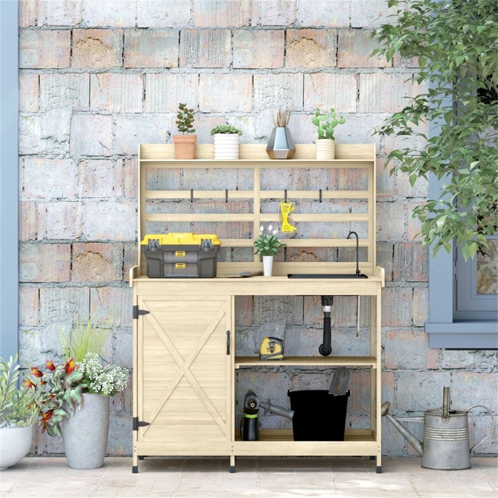 Garden Work BenchOpen Shelf Storage