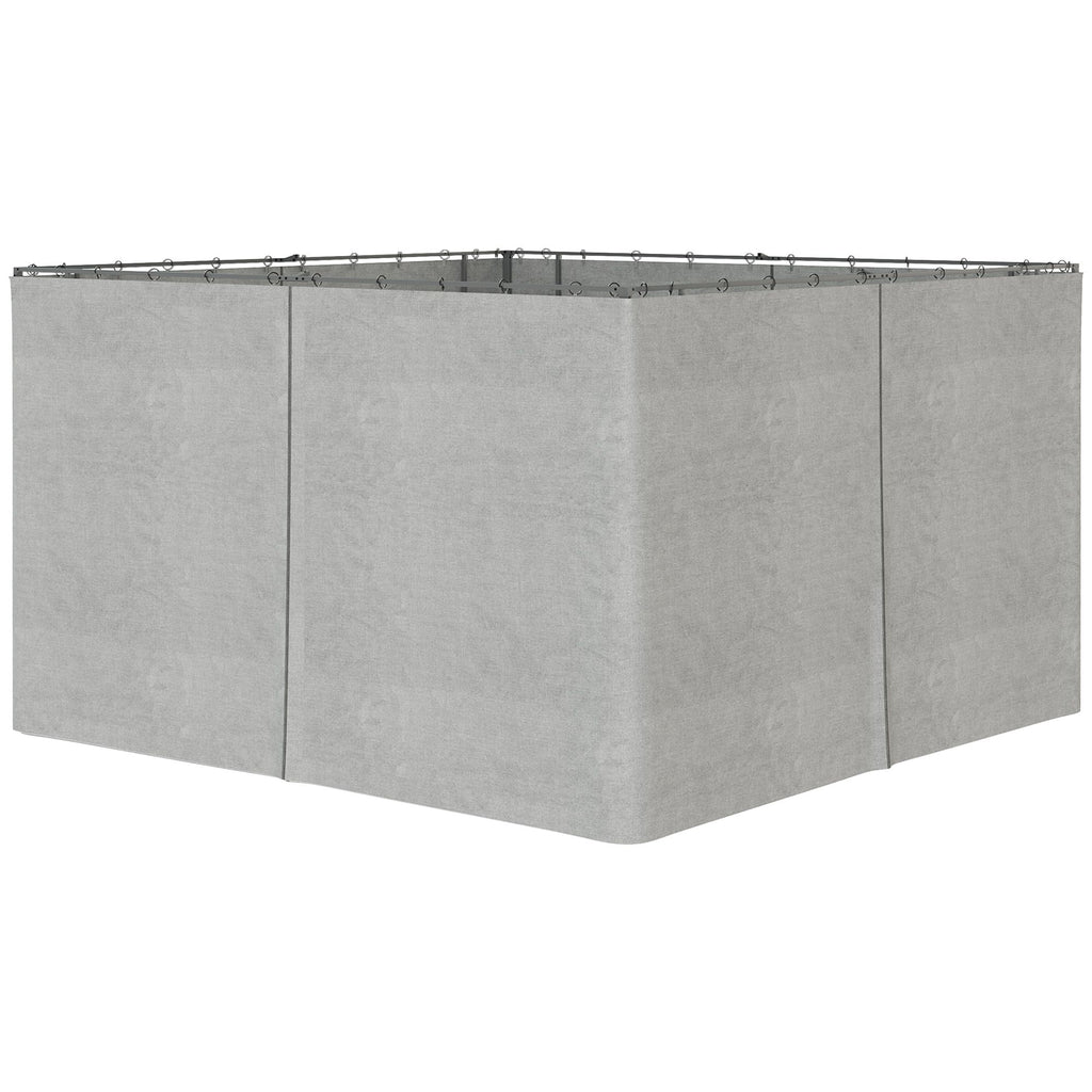 Gazebo Enclosure Set: 9.84' x 13.1' Light Gray 4 Panels with 48 Hooks & Rings for Pergolas