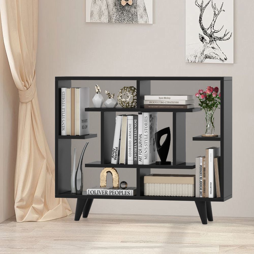Geometric Bookcase with Anti-Tipping Kit and Storage Shelving Unit