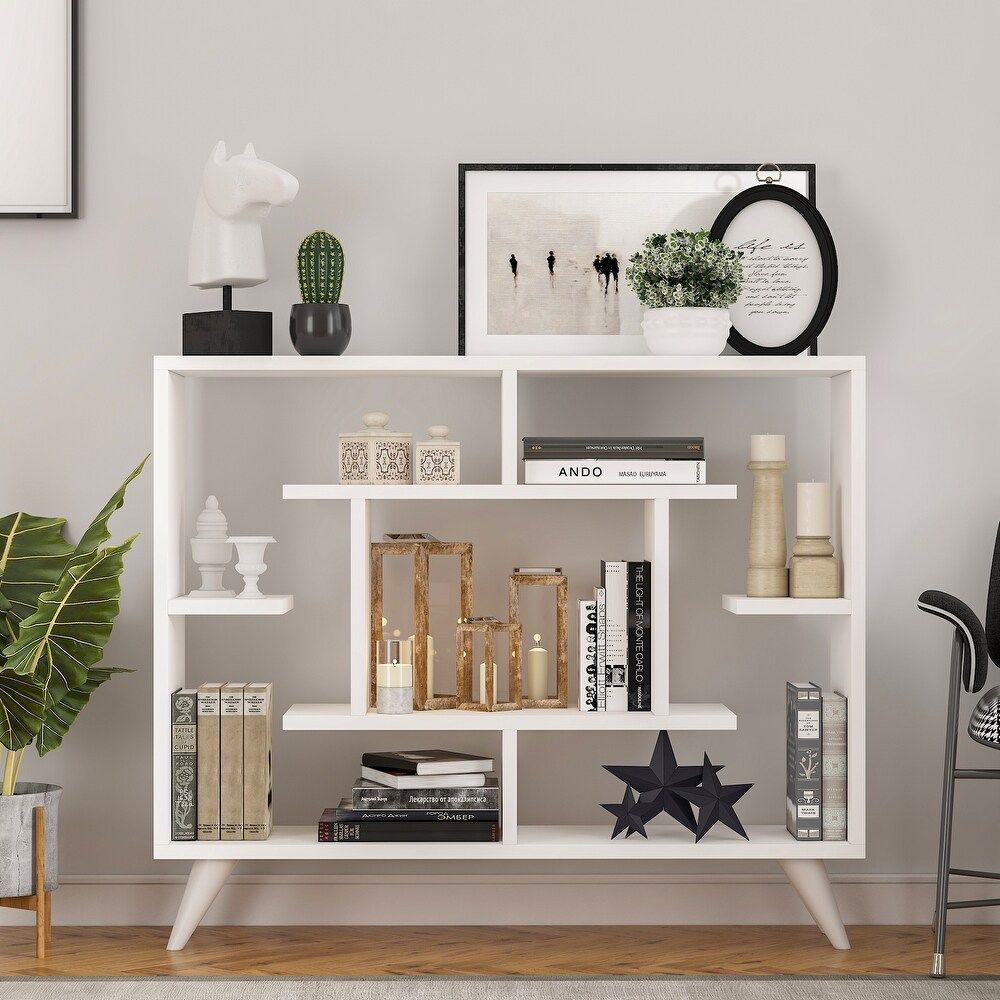 Geometric Bookcase with Anti-Tipping Kit and Storage Shelving Unit