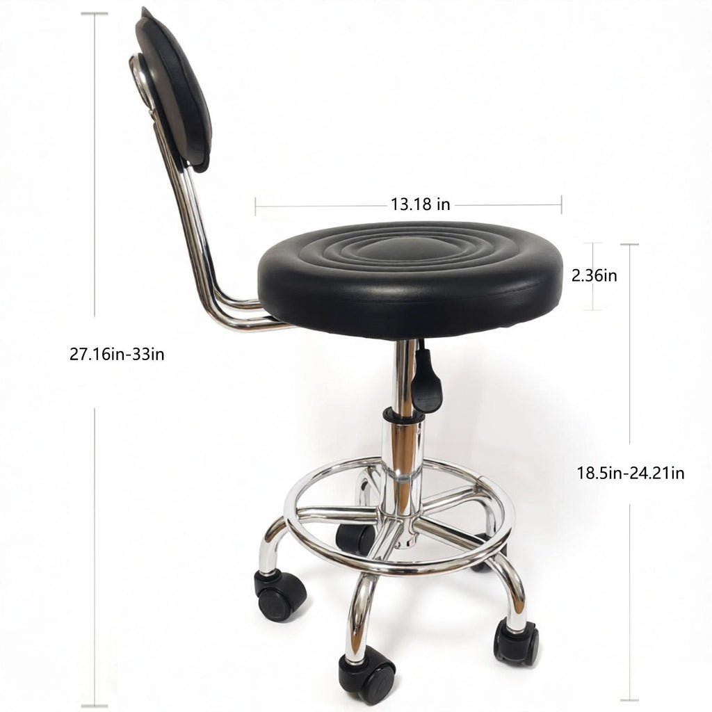 Give Corn kernel leather cover,Round Shape Adjustable Salon Stool with Back and Line Black