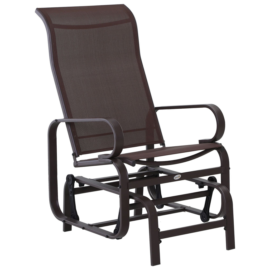Gliding Lounger Chair, Outdoor Swinging Chair with Smooth Rocking Arms and Lightweight Construction for Patio Backyard, Brown