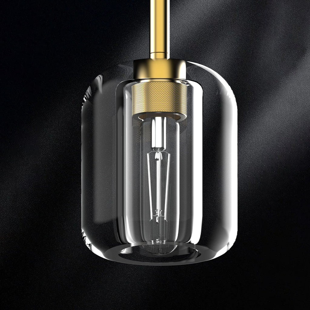 Gold Crystal Pendant Light Fixture Luxury Modern Kitchen Island Chandelier 5.11in Dining Room Hanging Lights, E12 Bulb