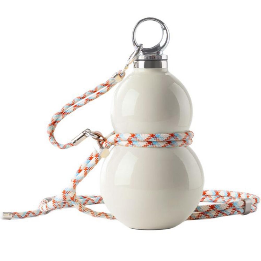 Gourd Shape Insulated Tumbler with Straw 520ml Travel thermos beige