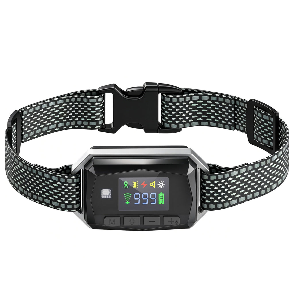 GPS Dog Training Collar IP67 Waterproof E Collar Remote Rechargeable Black
