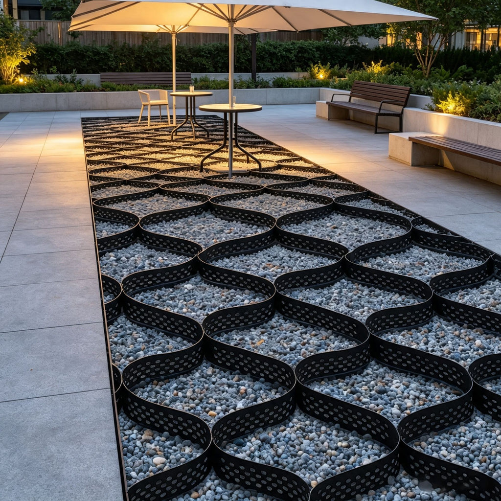 Gravel Grid Driveway Stabilization, Permeable Grass Ground Retainer 24.93 x 9.52 FT, 1880 LBS/Sq FT for Patio Walkway & RV Parking, 3" Depth