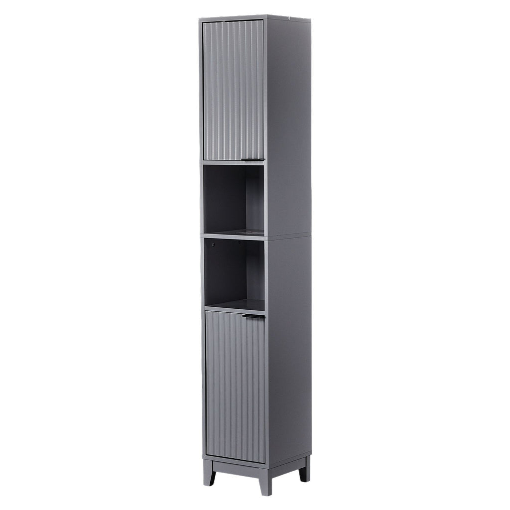Gray particleboard with melamine veneer and MDF grid vacuum forming, 30*28*170cm, two doors and two shelves, bathroom vanity