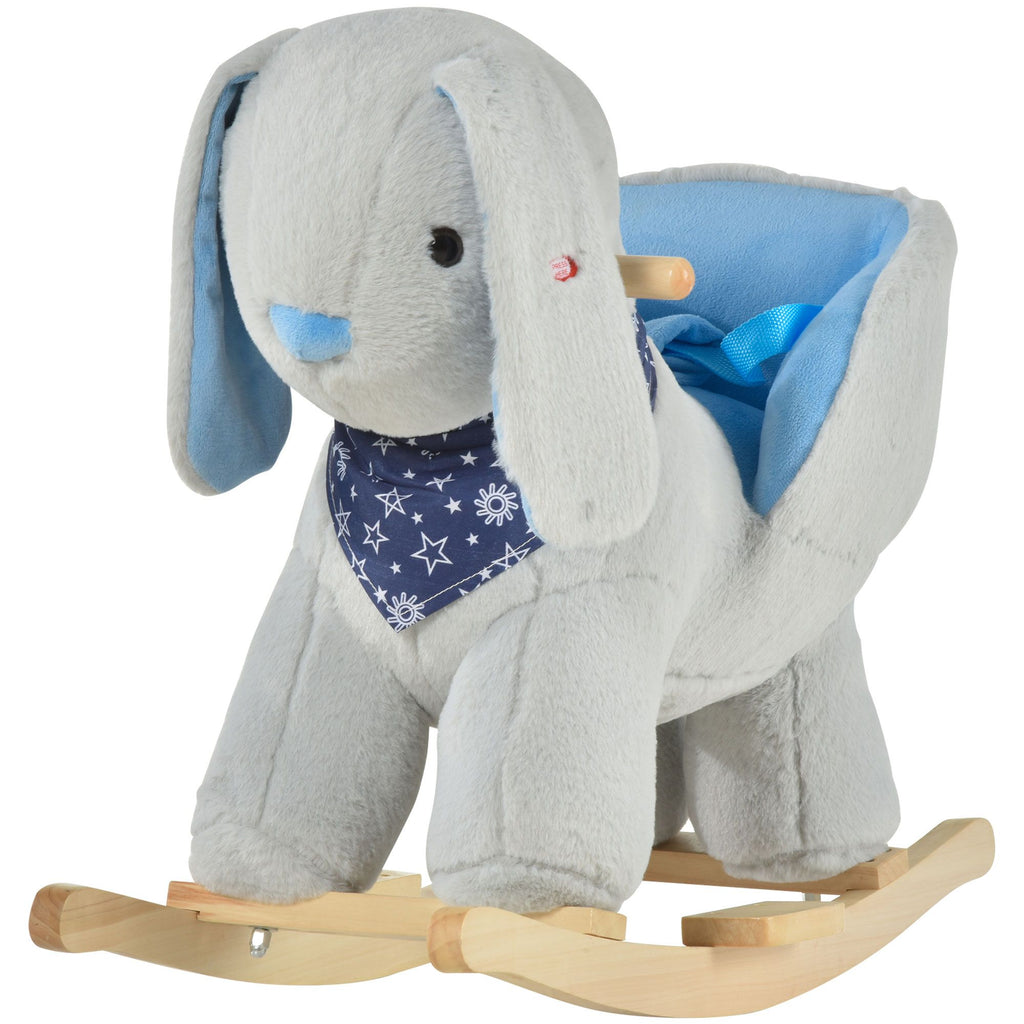 Gray Rocking Horse for Toddlers 18-36 Months, Soft & Soothing with Cradlesong, Traditional Ride-On Toy, Perfect Gift