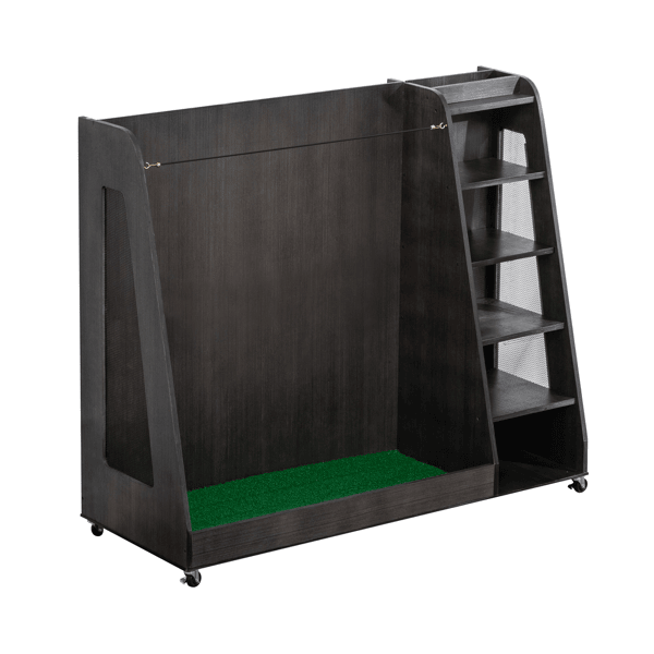 Gray Wooden Golf Bag Storage Rack