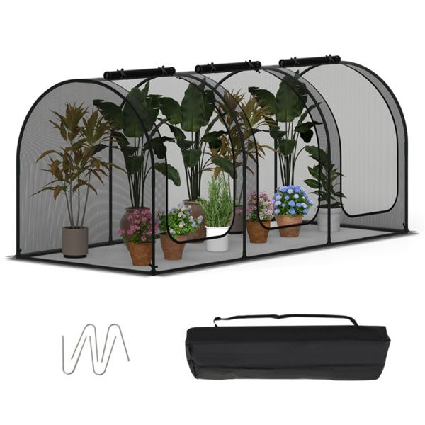 Green 108"x48"x47" Garden Crop Cage with High-Density Nylon Mesh, Plant Protection Tent with Zippered Doors for Vegetables & Flowers