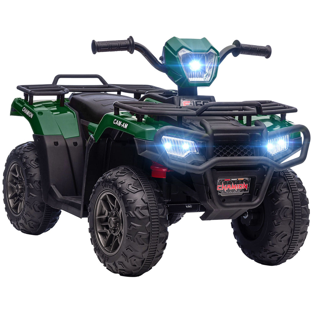Green 12V Kids ATV Electric 4-Wheeler Ride-On Toy with Music LED Headlights Forward Backward Function for Ages 3-5