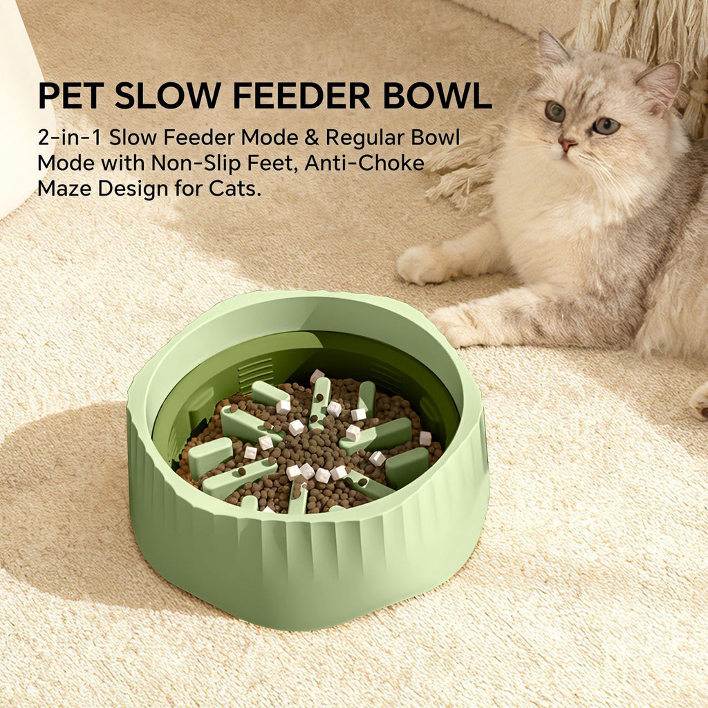 Green dual-purpose slow food bowl, fast/slow food can be freely switched to adapt to different pet eating habits, cross-border hot selling pet supplies