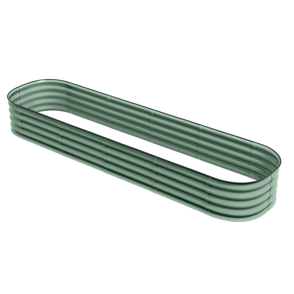 Green Galvanized Garden Bed 8' Metal Planter Box DIY Stock Tank Safety Edging for Herbs Vegetables
