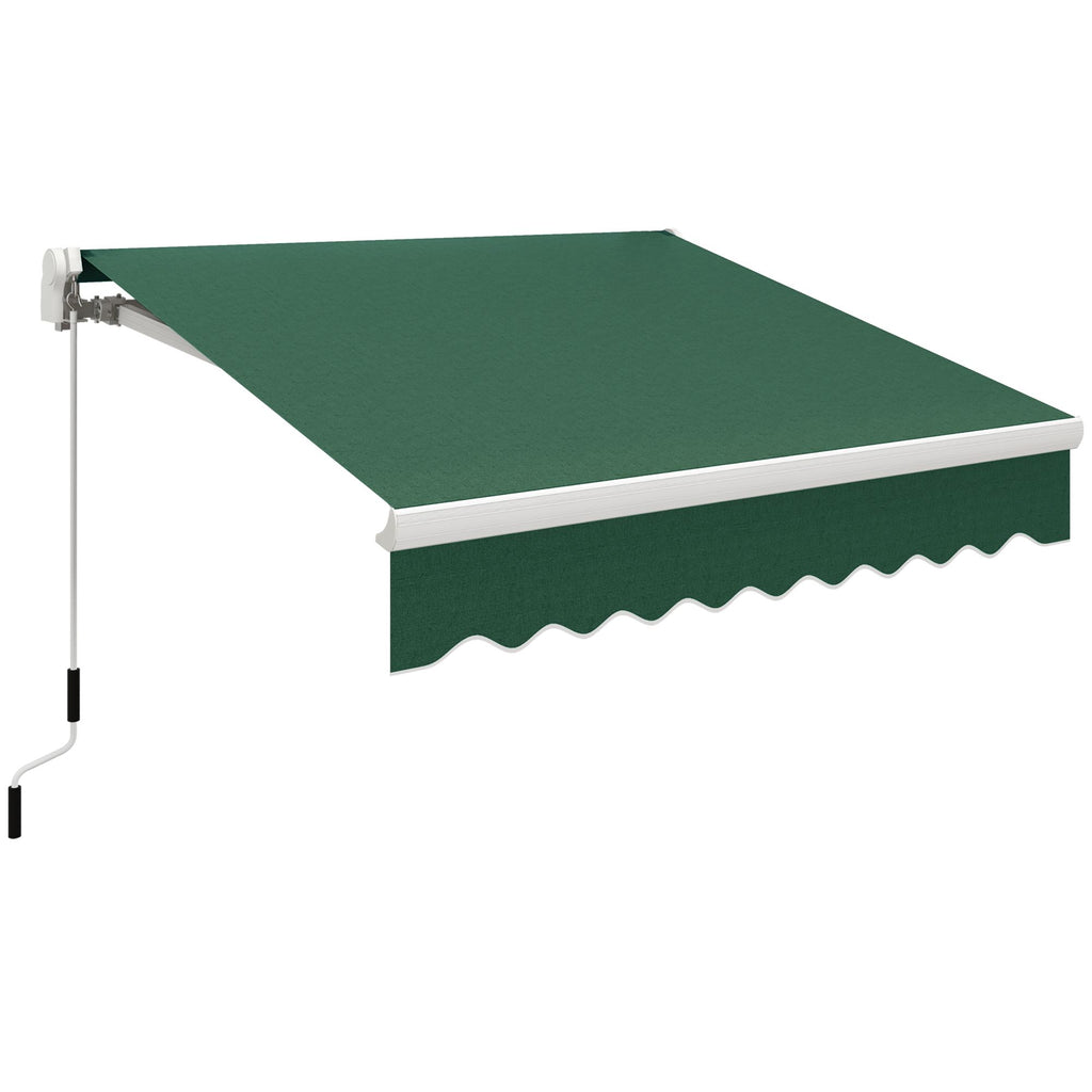 Green Patio Awning 8x7 Manual Retractable Outdoor Sun Shade with Crank Handle Deck Window Cover