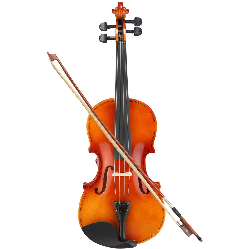 GV100 1/4 Acoustic Violin Case Bow Rosin Strings Tuner Shoulder Rest Natural