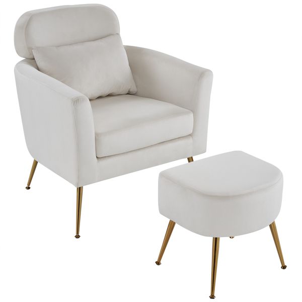 Half Disassembled Single Chair With Gold Feet And Pedals Flannelette Indoor Leisure Chair Beige