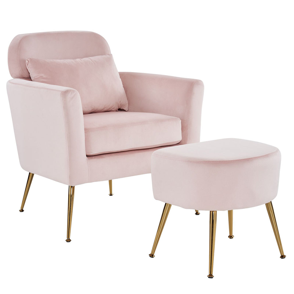 Half Disassembled Single Chair With Gold Feet And Pedals Flannelette Indoor Leisure Chair Pink