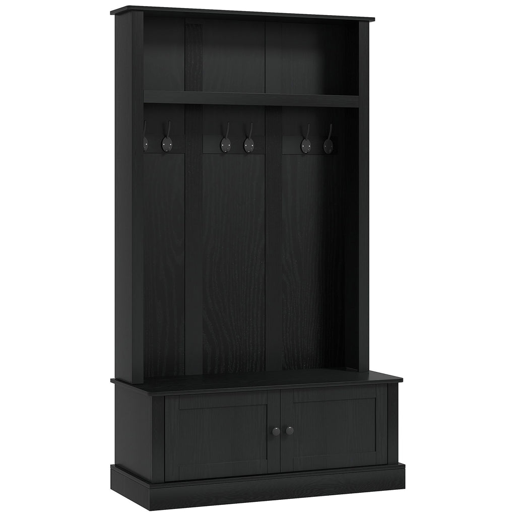 Hall Tree, Entryway Bench with Coat Rack, Black
