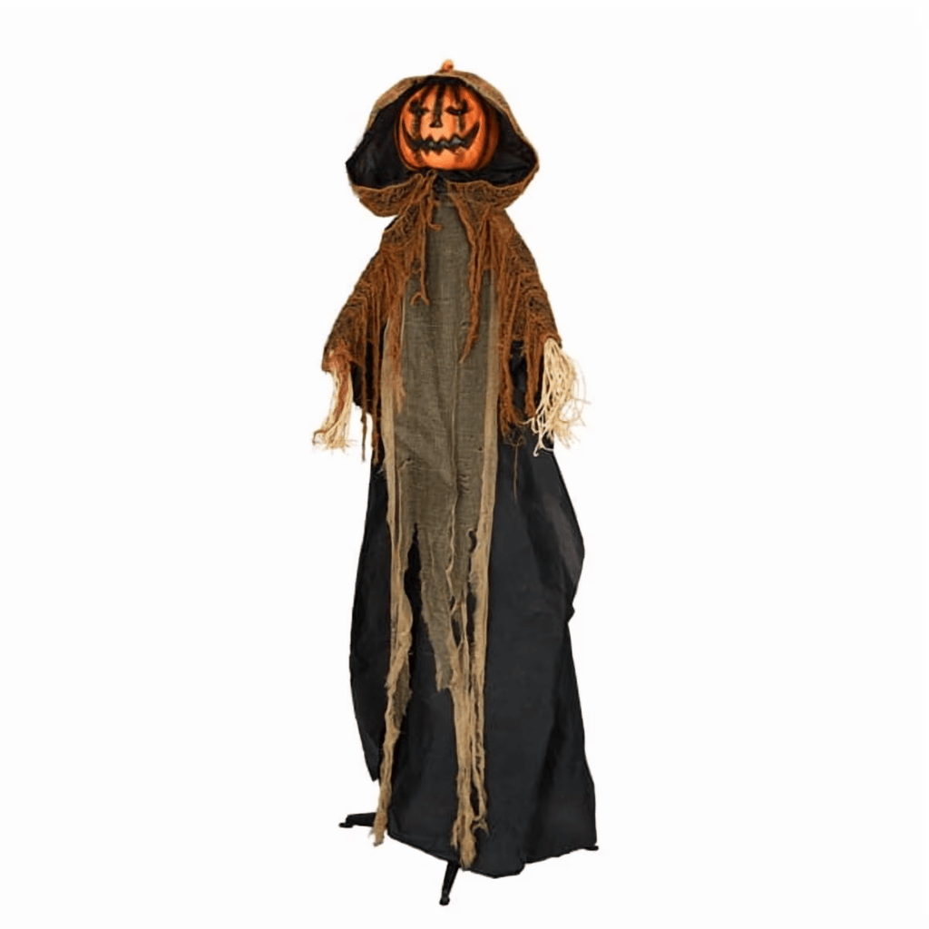 Halloween Animated Decorations - 5.8 FT Sound-Activated Animatronic Pumpkin Ghost with Moving Head and Hands, Red LED Eyes