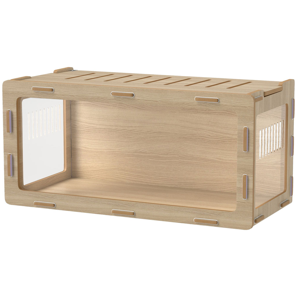 Hamster Cage with Easy View Acrylic Panels, Air Vents & Openable Roof, for Gerbil, Guinea Pig, 39" x 20" x 18.5", Oak