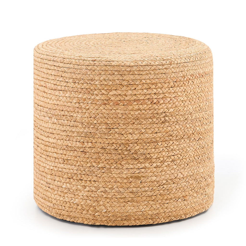 Handmade Woven Foot Stool Natural Water Hyacinth Ottoman for Home Decor & Seating