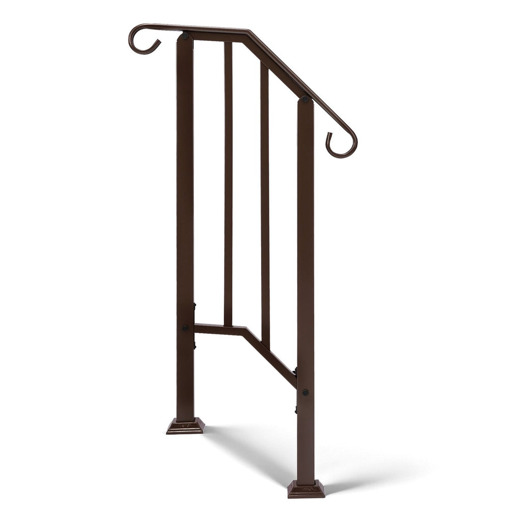 Handrails for Outdoor Steps, Iron Handrail Fits 1 Step, Transitional Handrail with Installation Kit, Copper