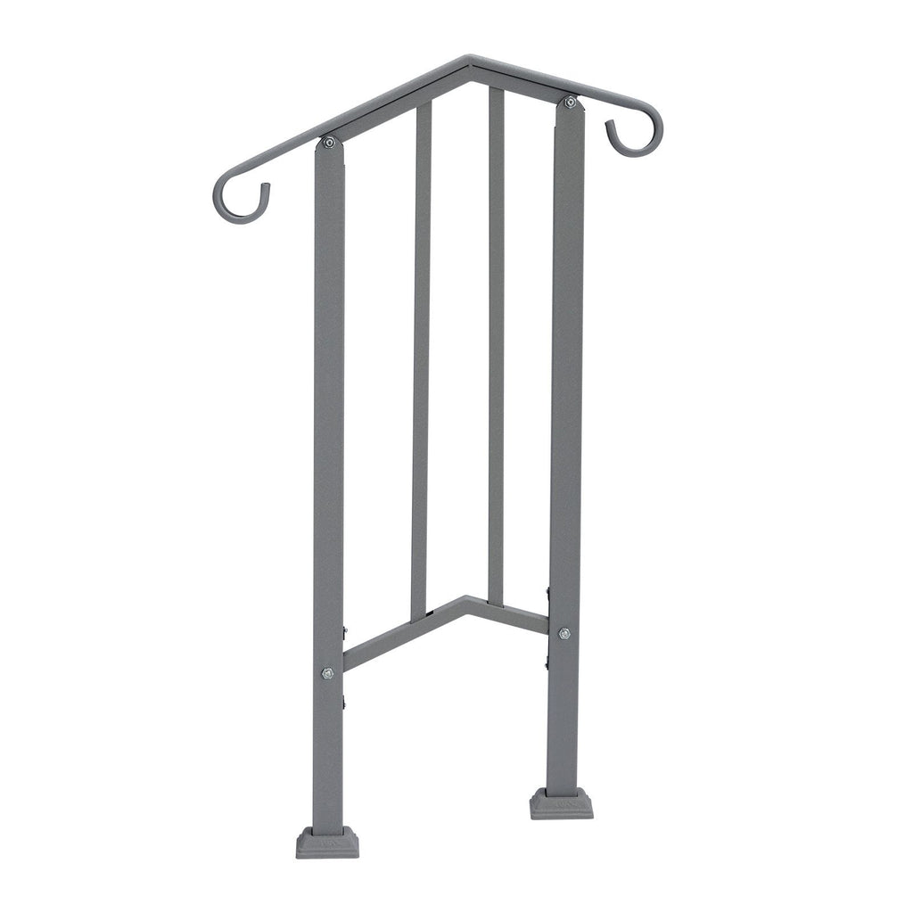 Handrails for Outdoor Steps, Iron Handrail Fits 1 Step, Transitional Handrail with Installation Kit, Silver