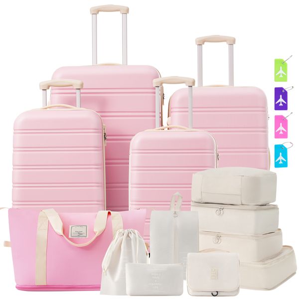 Hardshell Luggage Sets 4 pcs + Bag Spinner Suitcase with TSA Lock Lightweight-16"+20"+24"+28" Luggages