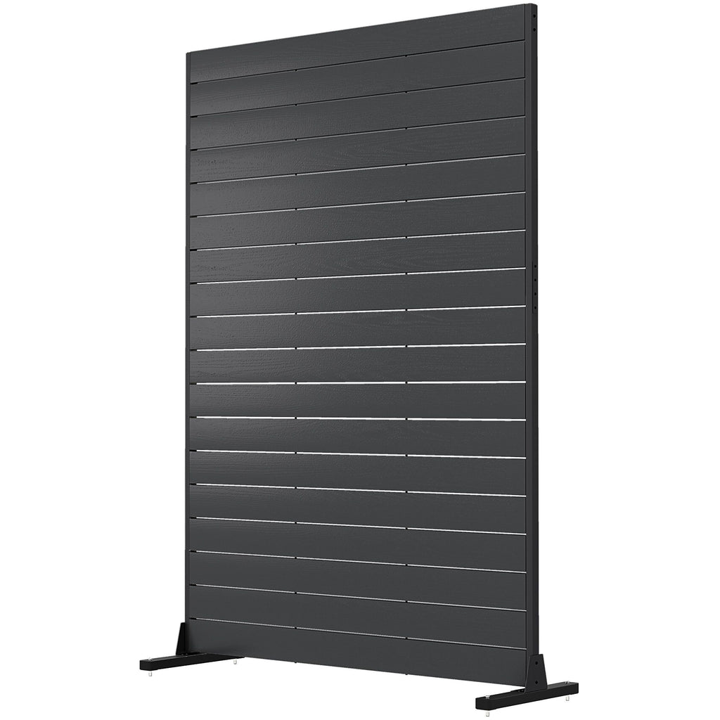 HDPE Outdoor Privacy Screen, 47.2"W x 68.5"H Decorative Privacy Fence Screen with Stand and 6 Panels, Black