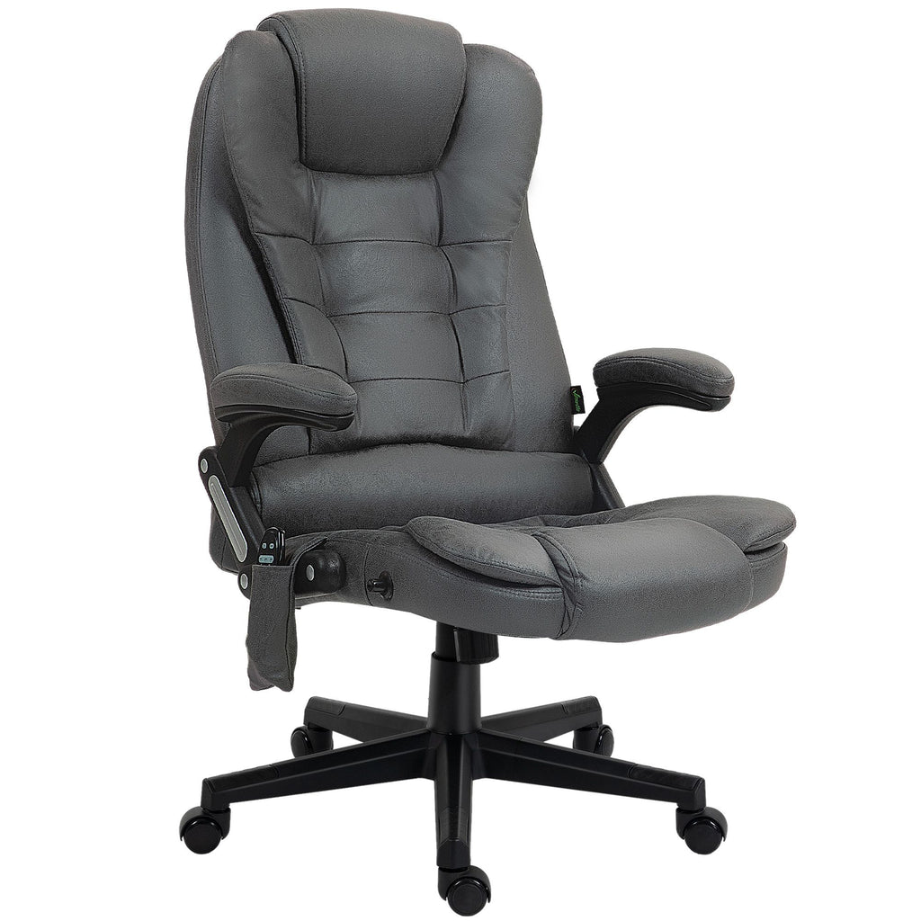 Heated Office Desk Chair, 6 Point Massage Ergonomic Chair with High Back & Reclining Backrest for Home Office, Dark Gray
