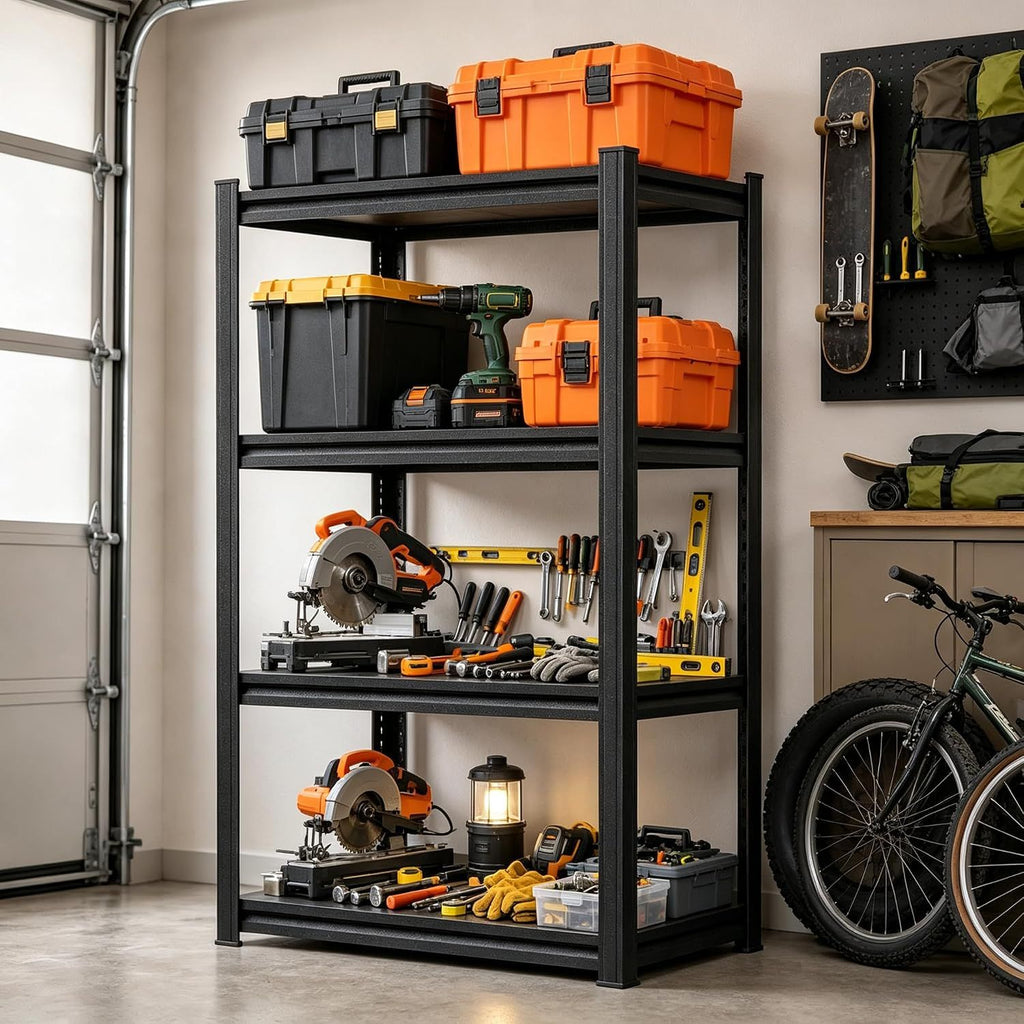 Heavy Duty Adjustable Metal Storage Shelving Unit, 1600 LBS Load Capacity Garage & Kitchen Utility Rack with Adjustable Shelves