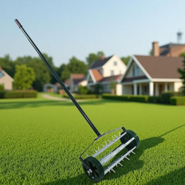 Heavy Duty Rolling Lawn Aerator,Rolling Lawn Aerator, Rotary Push Tine Spike Soil Lawn Aerator Gardening Tool with 3-Piece Long Steel Handle for Garden Yard Grass Maintenance,Not support self-pick up
