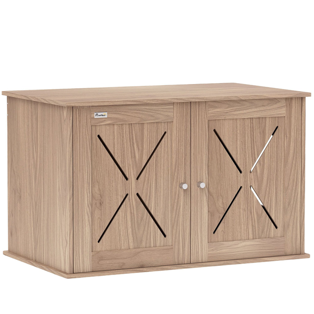 Hidden Cat Litter Box Enclosure with Ventilated Door, Cat Hole, Cat Washroom, Indoor Cat House, Walnut
