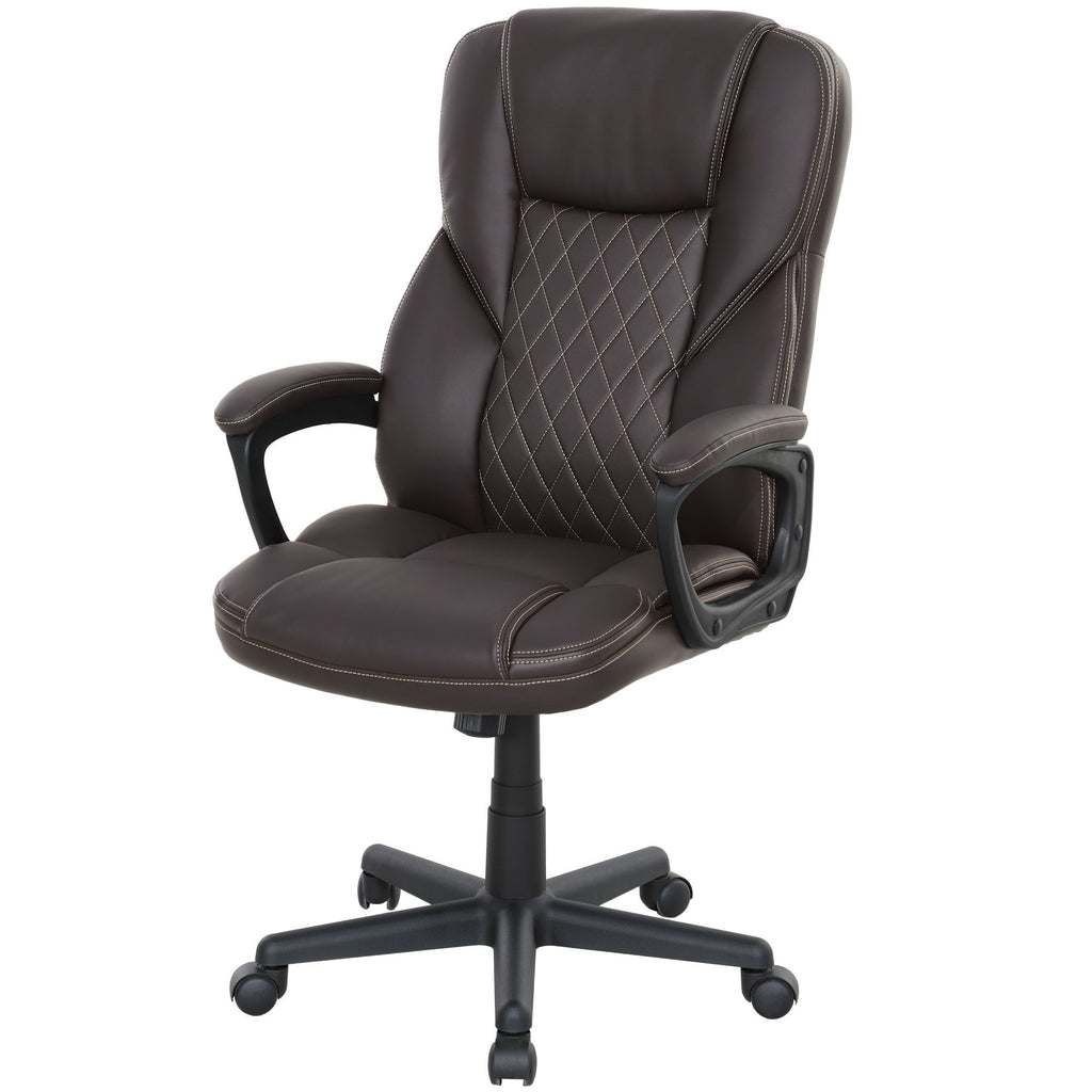High Back Ergonomic Office Chair, PU Leather Executive Desk Chair with Adjustable Height and Swivel Wheels, Dark Brown