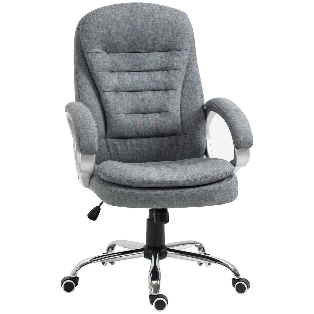 High Back Executive Home Office Chair Adjustable Height Upholstered Padding Gray