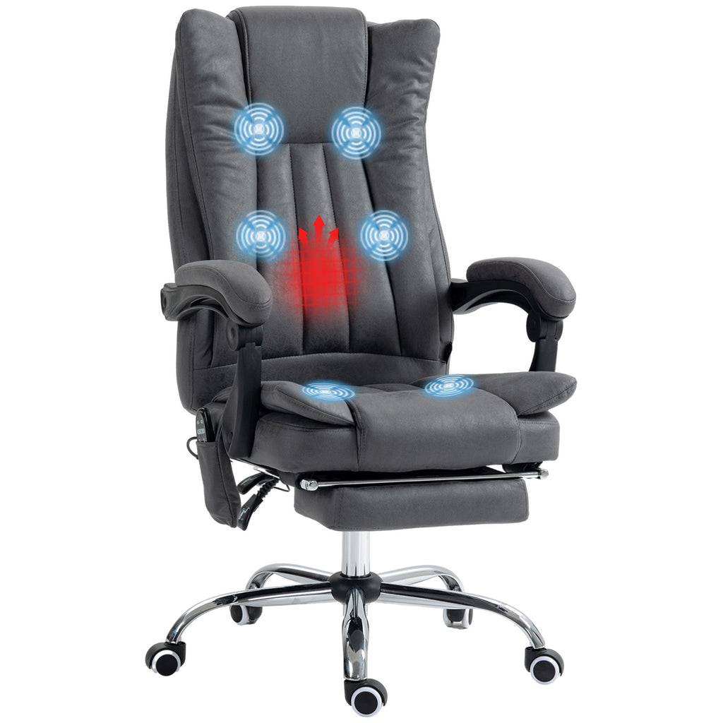 High Back Microfiber Office Chair Computer Chair with Heat 6 Points Adjustable Height Footrest Dark Blue