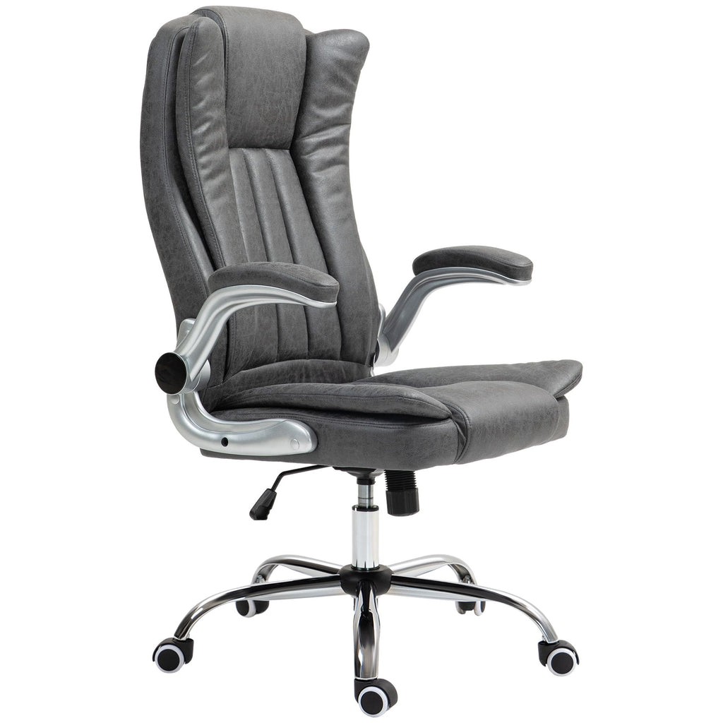 High Back Office Chair, Ergonomic Reclining Office Chair w/ Padded Flip-up Arms, Adjustable Tilt & Height, Dark Brown