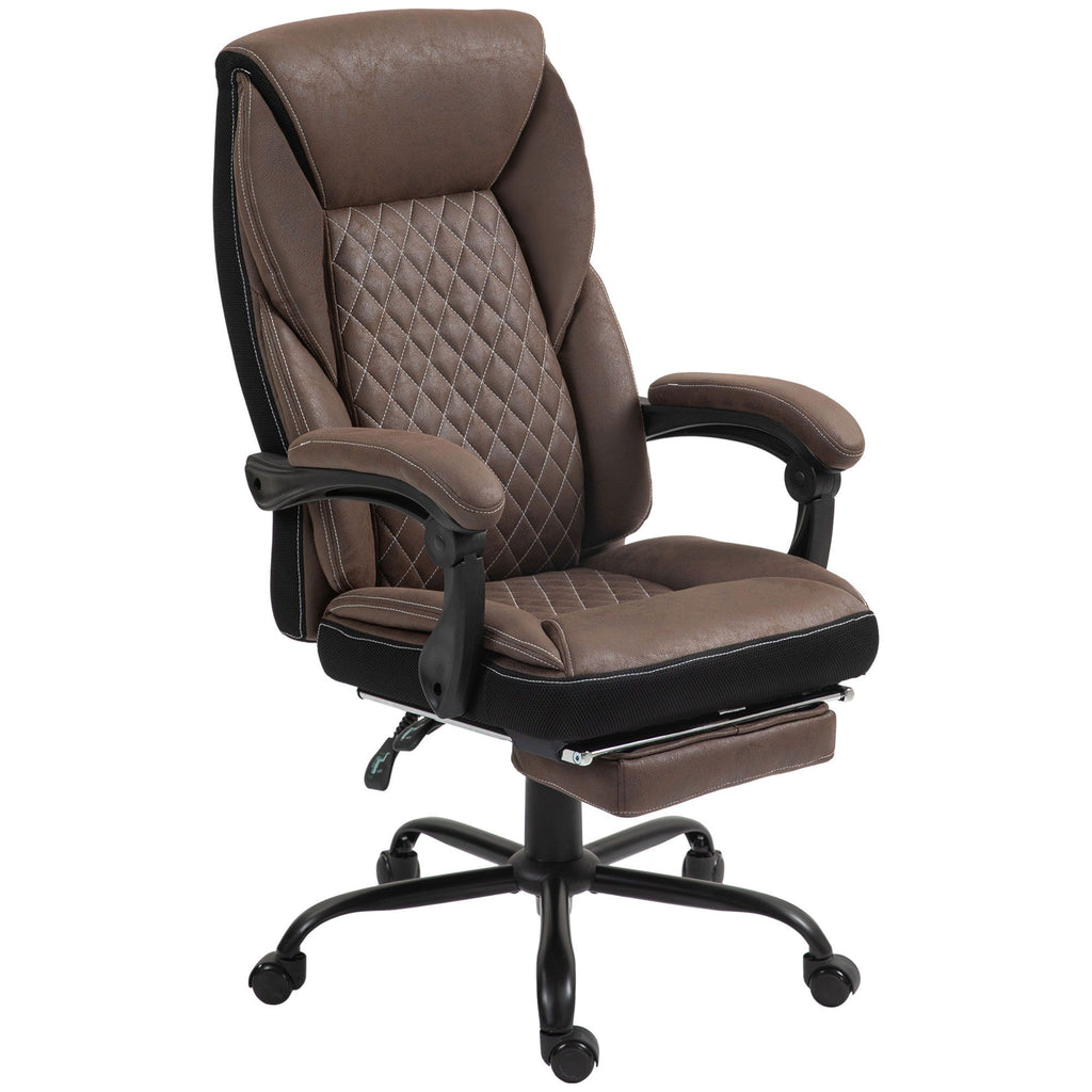 High Back Office Chair, Executive Ergonomic Desk Chair w/ Footrest, Swivel Wheels & Padded Arms for Relief, Dark Brown