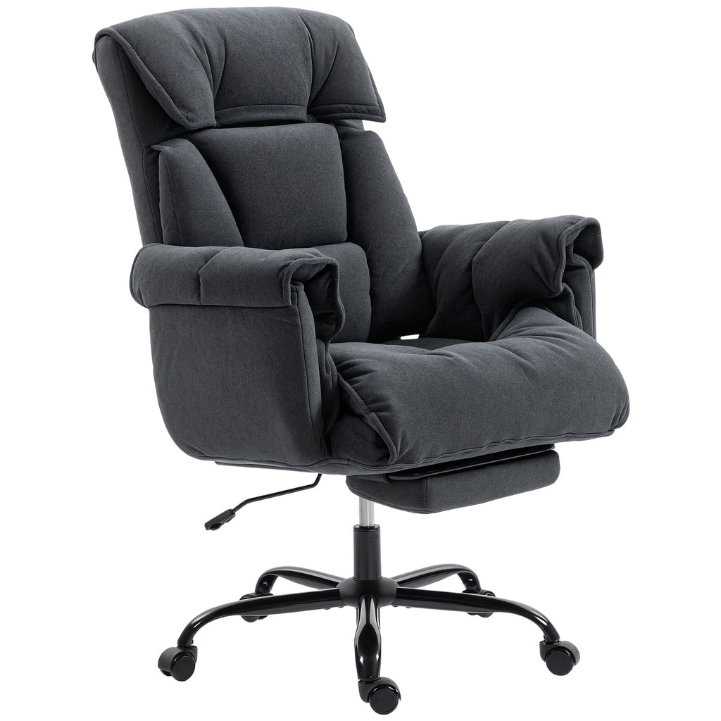 High Back Office Chair, Reclining Desk Chair with Footrest, High Resilience Foam, Rolling Wheels, Dark Gray